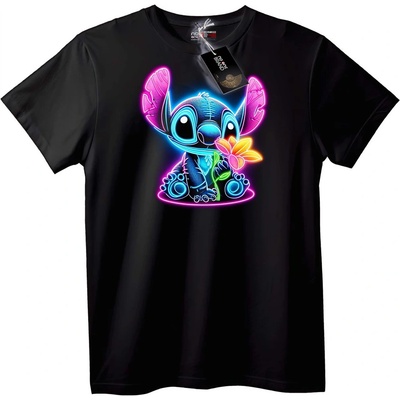 NOONEBRAND Тениска Неоново цвете Stitch - 2XL, White