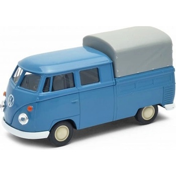 Welly VW T1 Double Cabin Pick Up Modrá 1:34