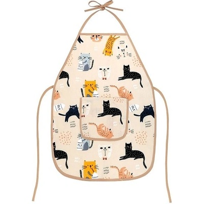 Bellatex Dětská zástěrka Kočičky béžová žllutá šedá 37x47 cm