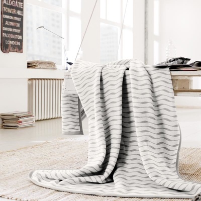 SCANquilt pléd Veluro vlnky smetanovošedá střední 150x200