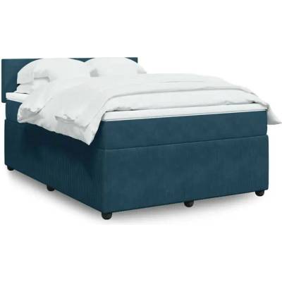 vidaXL 11461.3290080 Boxspring postel s matrací modrá samet