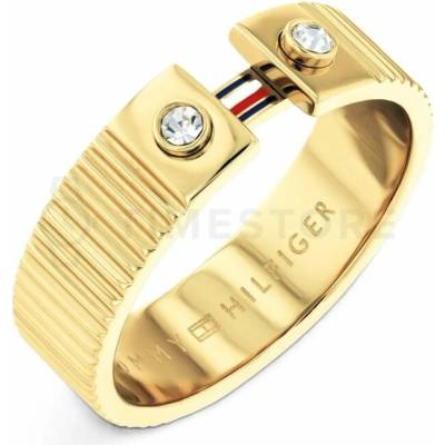 Tommy Hilfiger Pozlacený prsten s krystaly Stripes 2781052