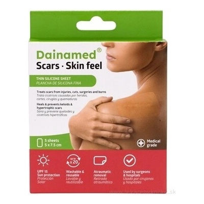 Dainamed Scars Skin Feel tenká silikónová náplasť na jazvy 5 × 7,5 cm, 5 ks