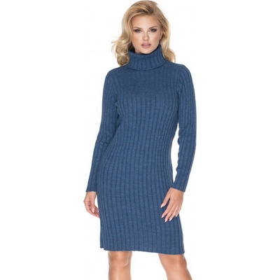 PeeKaBoo dámské pletené svetrové šaty s rolákem Maglod jeansová