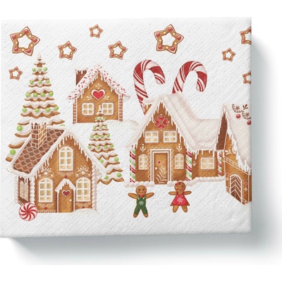 PROCOS Papírové ubrousky 33x33cm 3V Perníčková vesnička 20ks – Zboží Dáma