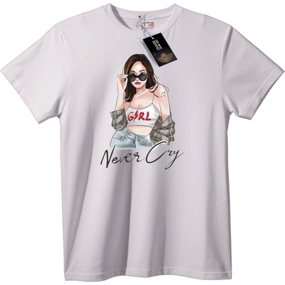 NOONEBRAND Тениска Момиче Никога не Плаче - 4XL, Black