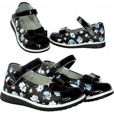 Dětské baleríny laky na suchý zip profilovaná vložka 6490 černé