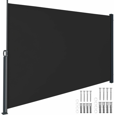 tectake 406591 výsuvná boční markýza s navíjecím mechanismem, neprůhledná - 300 x 160 cm,černá