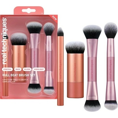 Real-Techniques Makeup-Brushes Brush-SetsFull Beat Brush Set Bodový štětec na korektor RT270 + Bublinkový štětec na roztírání RT260 + Univerzální štětec RT459 + Štětec na rozjasňovače a detaily RT460