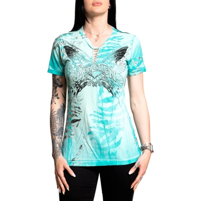AFFLICTION тениска affliction - chasing butterflies - БЛЕД ДАПФИР - aw26141-pj