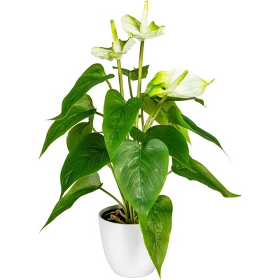 Umelá Antúrium biela v kvetináči, 40cm