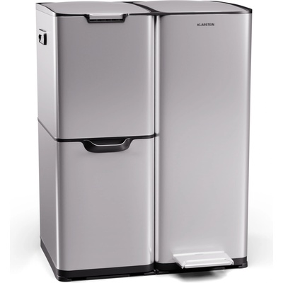 Tiyo 3 в 1, кошче за отпадъци, 60 литра, подвижна кошница, плавно затваряне (KG28-I-60b-stainless) (KG28-I-60b-stainless)