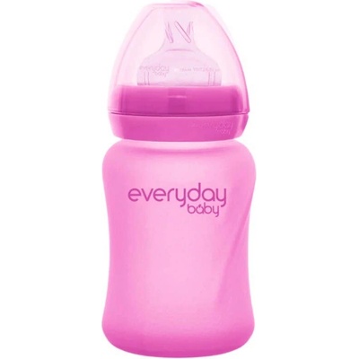 Everyday Baby fľaša sklo s teplotným senzorom Pink 7350077262126 150 ml