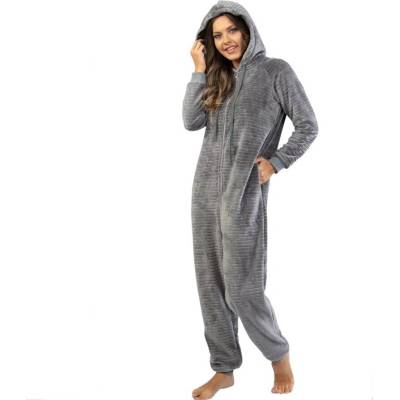 Мека пижама-гащеризон в графитен цвят