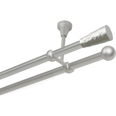 OK-GarnýžeCZ Garnýž kovová dvouřadá 16mm Sevilla satina 230 cm do stropu / na tunýlek - bez kroužků