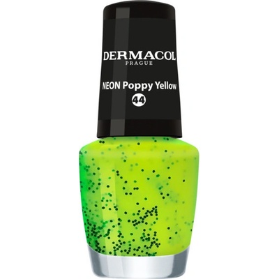 Dermacol Neon neonový lak na nehty s černými tečkami 44 Poppy Yellow 5 ml