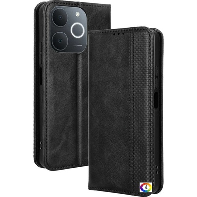 realme Кожен калъф с портфейл за Realme Note 70T / Realme C71| Ретро дизайн с магнит | Включен Протектор | Цвят: Черен, Тъмносин, Червен, Кафяв