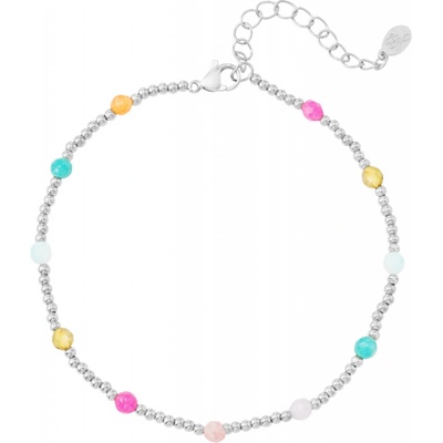 ORNAMENTI Náramek na kotník Coloured beads silver OOR150025