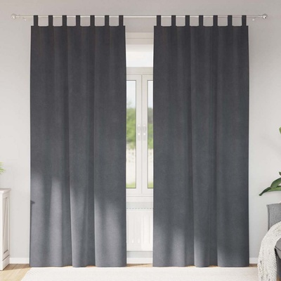 vidaXL Затъмняващи завеси 2 pcs Светлосиво 140 x 260 cm Кадифе (4107297)