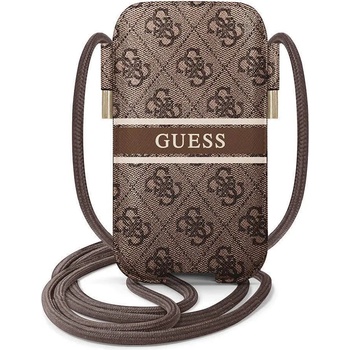 GUESS Pouch 4G Printed Stripe S/M - кожен калъф с връзка за мобилни телефони (кафяв)