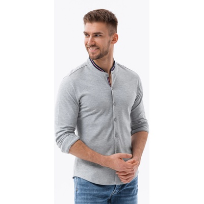 Ombre Clothing Мъжка тънка риза Ombre Облекло Ombre Clothing | Siv | МЪЖЕ | XXL