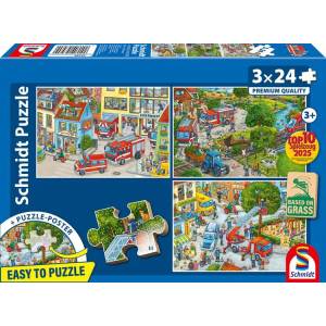 Schmidt Spiele - Puzzle 3x24 Fire brigade - 40 - 99 piese