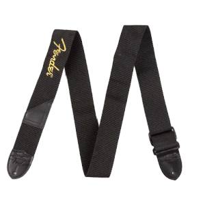 Fender Black Poly Strap 2" Yellow Fender logo