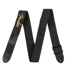 Fender Black Poly Strap 2" Yellow Fender logo