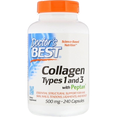 Doctor's Best Колаген, тип I & III + пептан, 500 мг, 240 капсули