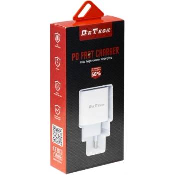 Зарядно устройство DeTech DE-30 5V/3.0A 220V 1xTupe-C (Зарядно устройство DeTech DE-30 5V/3.0A 220V 1xTupe-C)