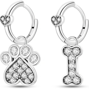 DELIS Сребърни обеци от проба 925, jw570, шарка от лапи и кости, с родиево покритие (jw570)