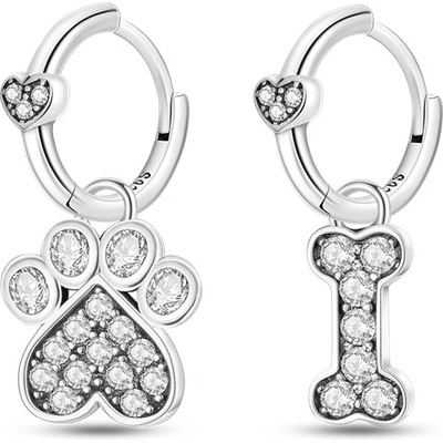 DELIS Сребърни обеци от проба 925, jw570, шарка от лапи и кости, с родиево покритие (jw570)