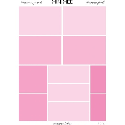 MINIMEE Papírové samolepky v aršíku A5 růžové obdelníky