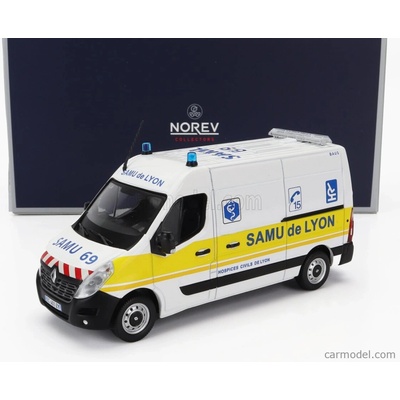Norev Renault Master Van Samu De Lyon Ambulance 2014 Bílá Žlutá 1:43