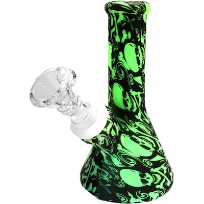 zlatéCBD Svietiace vodné bongo Lebky zelené 13cm