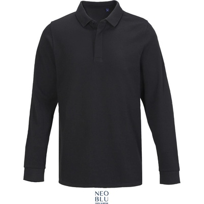 Neoblu polokošile Owen LSL Men piqué těžká bavlna dlouhým rukáv, pánská COT244396n1101-deep black