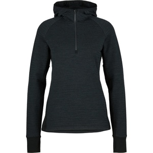 Stoic Дамски вълнен пуловер Stoic Women's MerinoFleece260 FlenSt. Half Zip with Hood Merino hoodie - Black / Black / Melange - размер XXL (105-6682-0116)