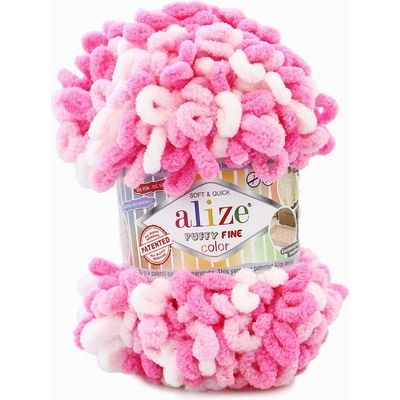 Alize Puffy fine color 6383 variace růžové a bílá
