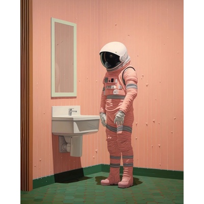 ZUTY Obrazy na stenu - Astronauta przy lustrze Rámovanie: bez rámu a bez vypnutia plátna, Rozmer: 40x50 cm