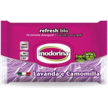 Inodorina Refresh Bio - Мокри кърпички Лавандула и Лайка, 100% памук за чувствителна кожа 30 бр