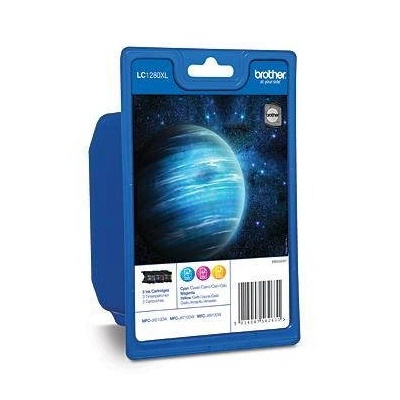 Brother LC-1280XLRBWBP глава и патрон за мастиленоструен принтер 3 броя Оригинал Висок (XL) добив Синьо-зелен, Пурпурен, Жълт (LC1280XLRBWBP)