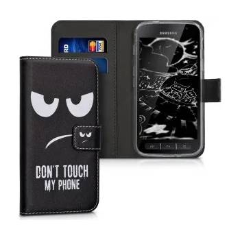 kwmobile Флип калъф с дизайн don't touch my phone за Samsung Galaxy Xcover 4 - прозрачен