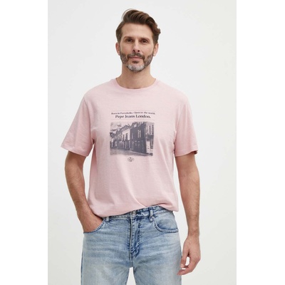 Pepe Jeans Памучна тениска Pepe Jeans COOPER в розово с принт PM509379 (PM509379)
