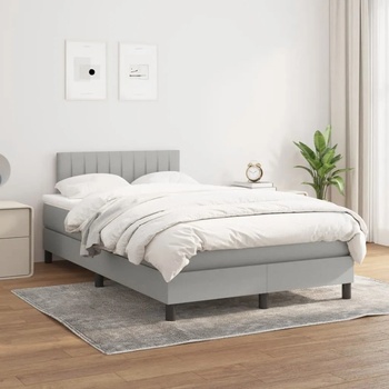 vidaXL Боксспринг легло с матрак, светлосиво, 120x200 см, плат (3140201)