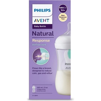 Philips Avent Láhev Natural Philips Avent Response transparentní s ventilem AirFree 260 ml
