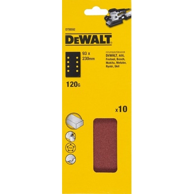 DeWALT DT8592 Brusný papír na suchý zip P120, 230 x 93 mm, 10ks