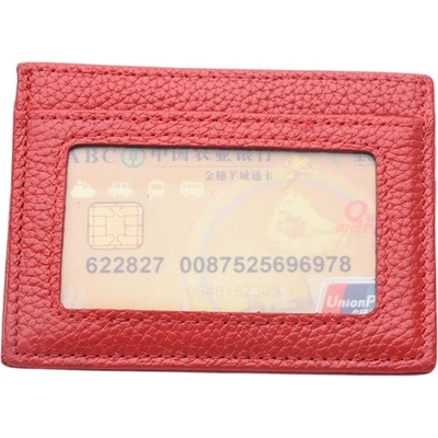 Червен картодържач от естествена кожа