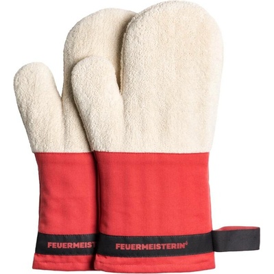 Kuchyňské rukavice BBQ Premium červeno-bílé Feuermeister 9180FM102 pár