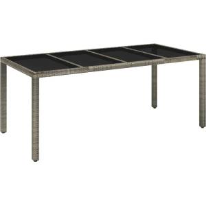  Градинска маса със стъклен плот черен 190x90x75 см полиратан - elemento - 329,01 лв