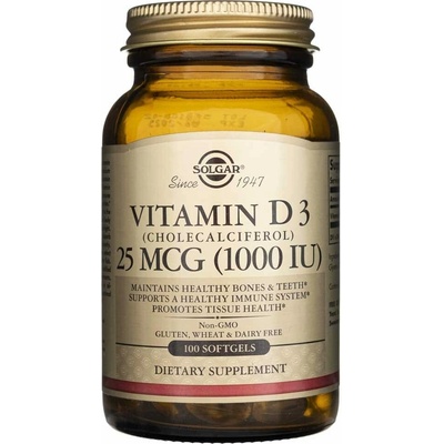Solgar Vitamín D3 25 mcg 1000 IU 100 mäkkých gélov